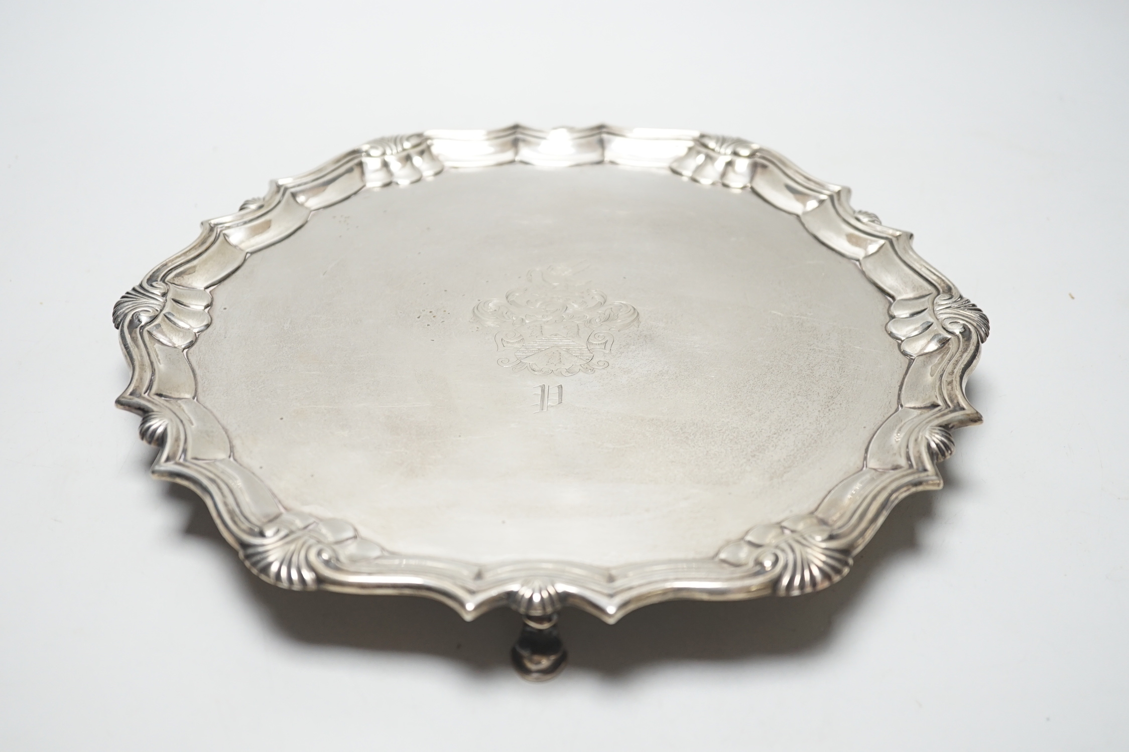 A George II silver salver, by Robert Abercromby, London, 1739, 28.8cm, 24.8oz.